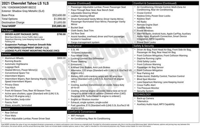 Certified 2021 Chevrolet Tahoe LS w/ Driver Alert Package AWD/4WD image 24