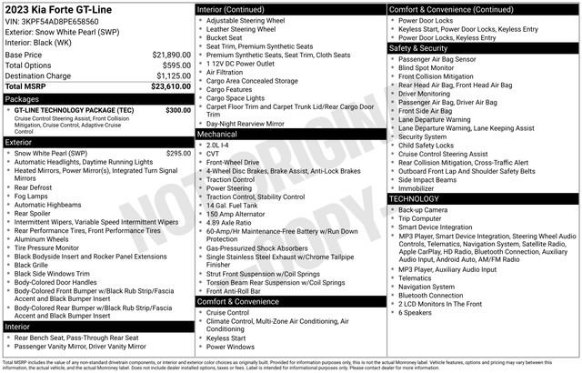 Used 2023 Kia Forte GT-Line w/ GT-Line Technology Package FWD image 9