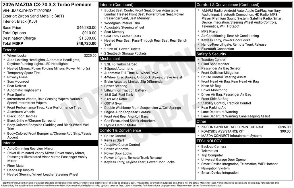 New 2026 MAZDA CX-70 3.3 Turbo w/ Premium Package image 6