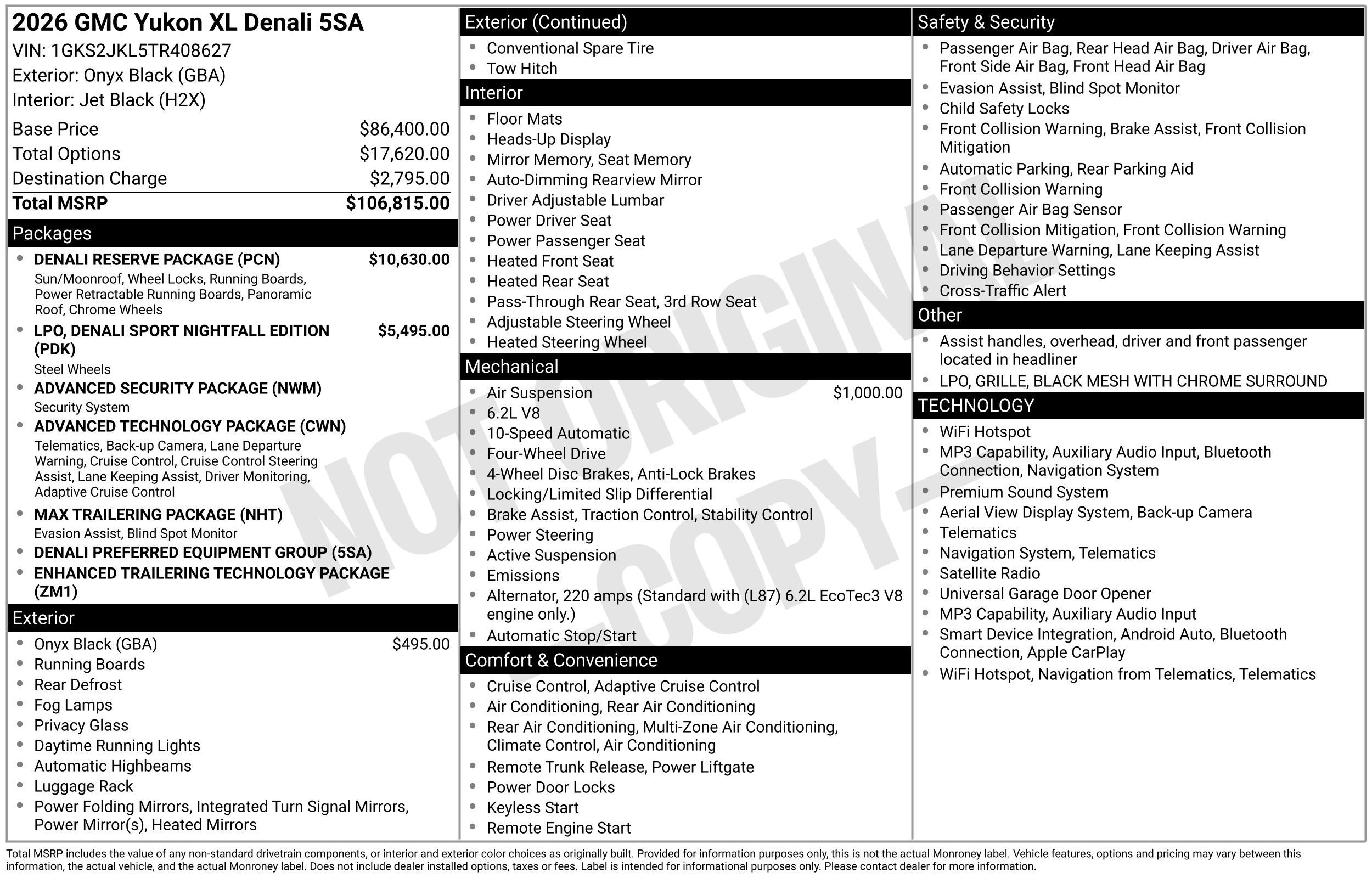 New 2026 GMC Yukon XL Denali w/ Denali Reserve Package AWD/4WD image 54
