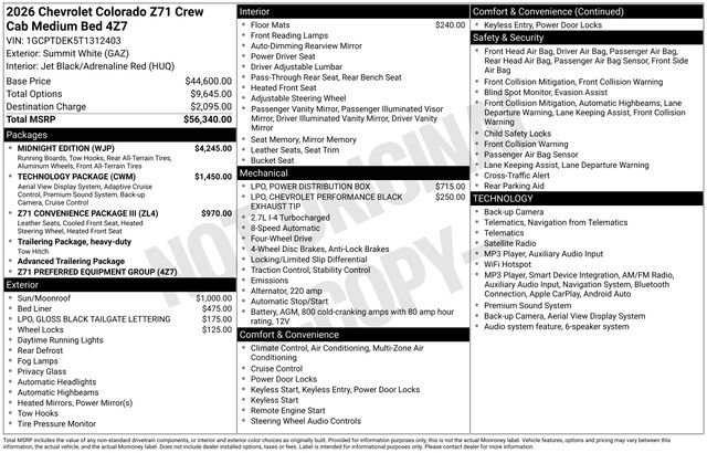 New 2026 Chevrolet Colorado Z71 w/ Midnight Edition AWD/4WD image 4