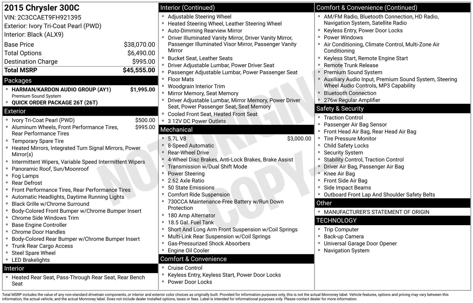 Used 2015 Chrysler 300 C w/ Harman/Kardon Audio Group image 1