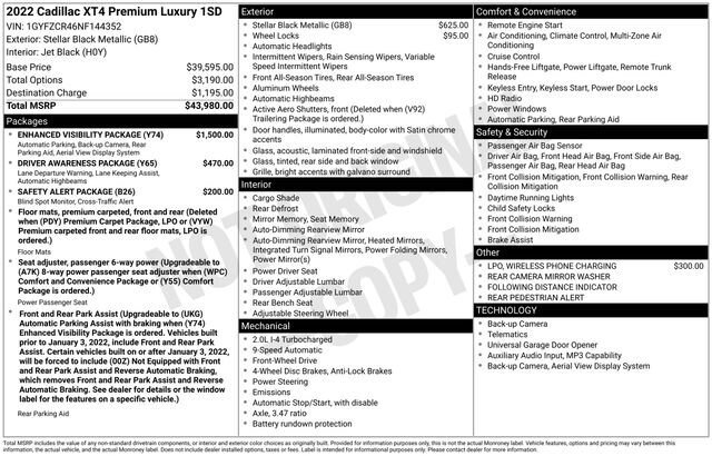 Certified 2022 Cadillac XT4 Premium Luxury w/ Enhanced Visibility Package image 34