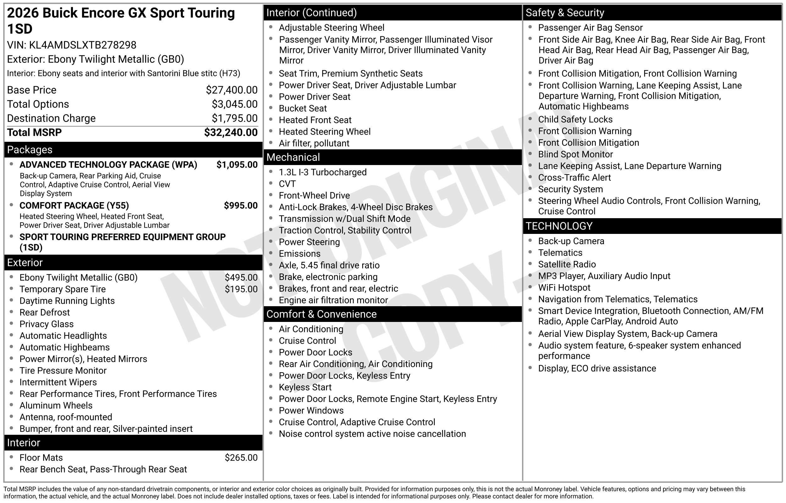 New 2026 Buick Encore GX Sport Touring w/ Advanced Technology Package FWD image 38