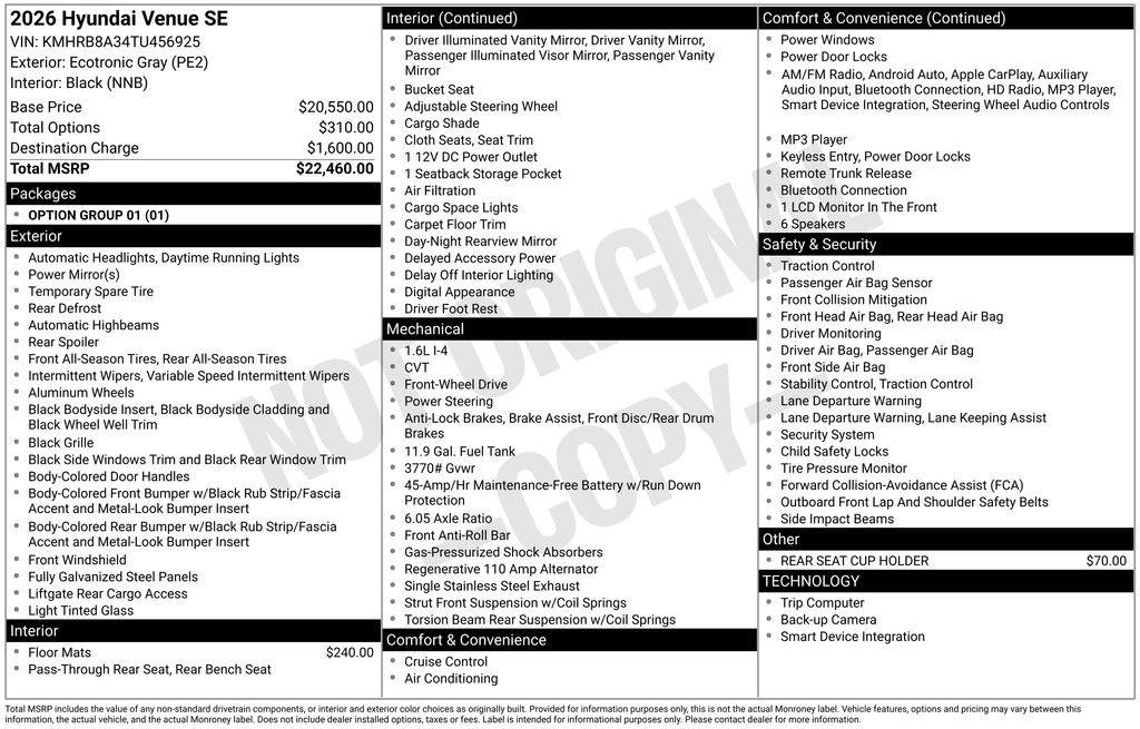 New 2026 Hyundai Venue SE FWD image 4
