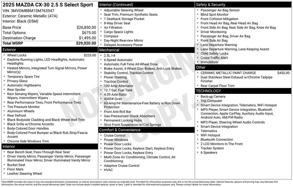 Used 2025 MAZDA CX-30 AWD 2.5 S w/ Select Sport Pkg image 6