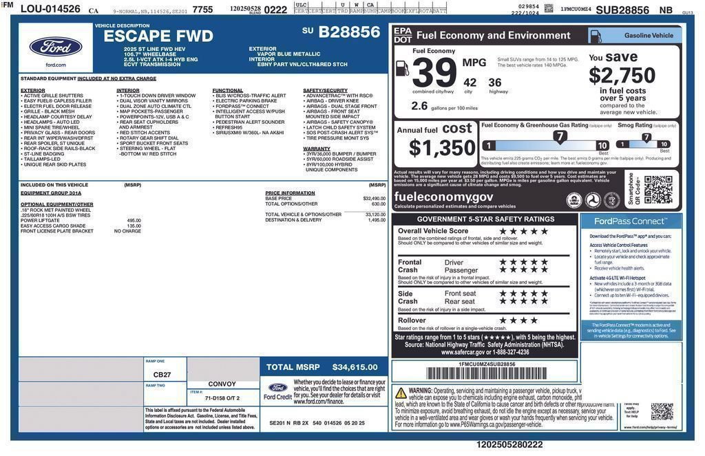 New 2025 Ford Escape ST-Line w/ Equipment Group 301A FWD image 20