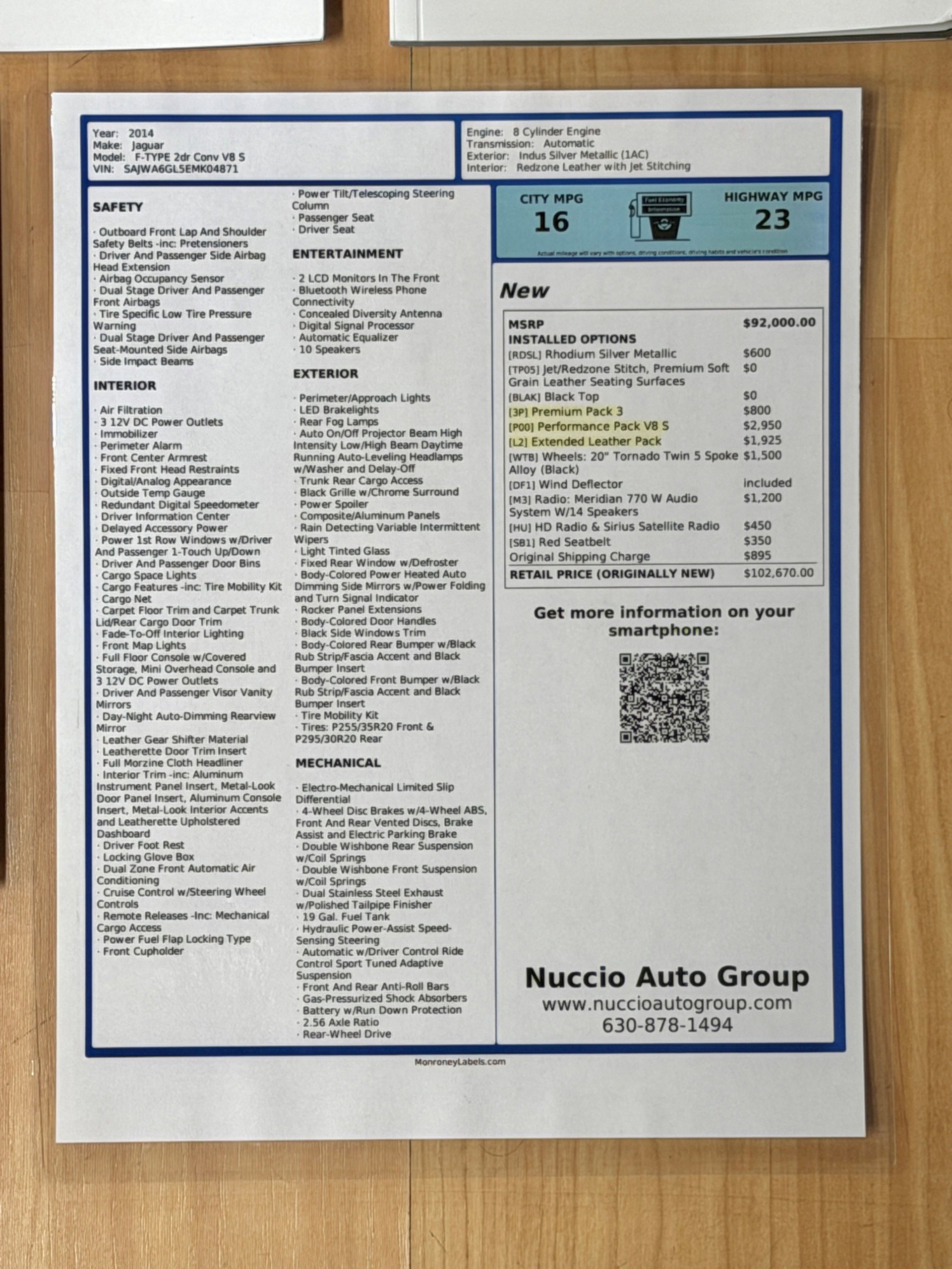 Used 2014 Jaguar F-TYPE S image 95