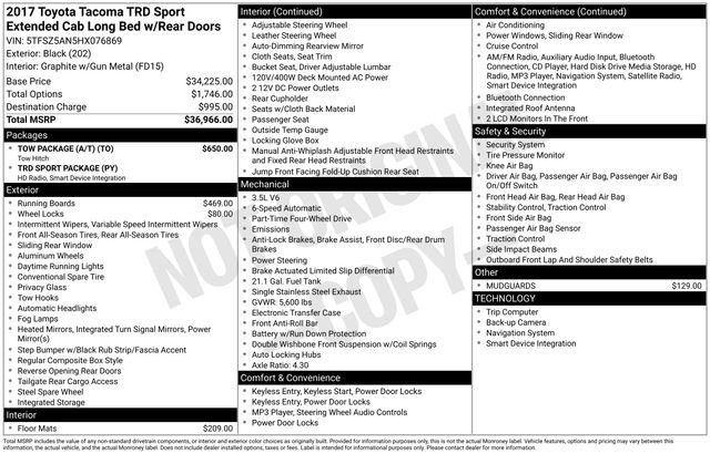 Used 2017 Toyota Tacoma TRD Sport w/ Tow Package (A/T) image 40