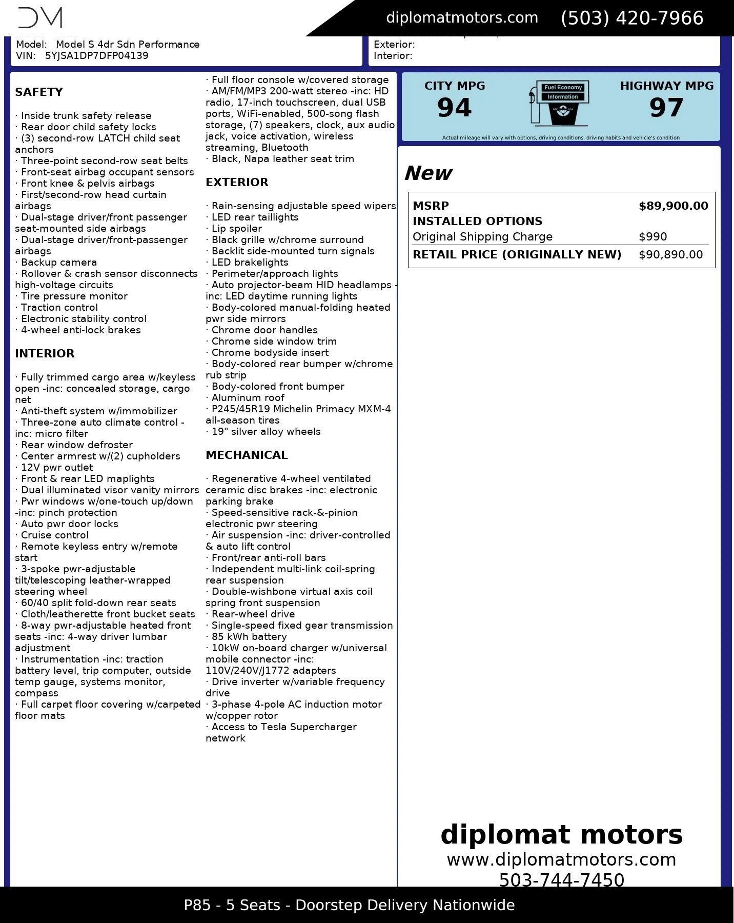 Used 2013 Tesla Model S Performance image 2