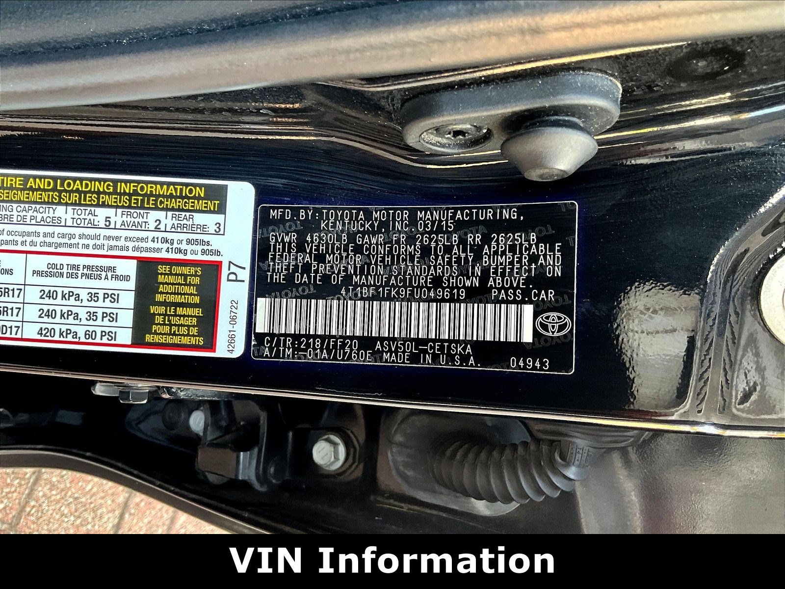 Used 2015 Toyota Camry SE w/ Moonroof Package FWD image 17