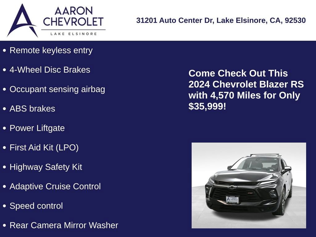 Used 2024 Chevrolet Blazer RS w/ Driver Confidence II Package image 20