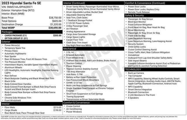 Used 2023 Hyundai Santa Fe SE w/ Cargo Package FWD image 9