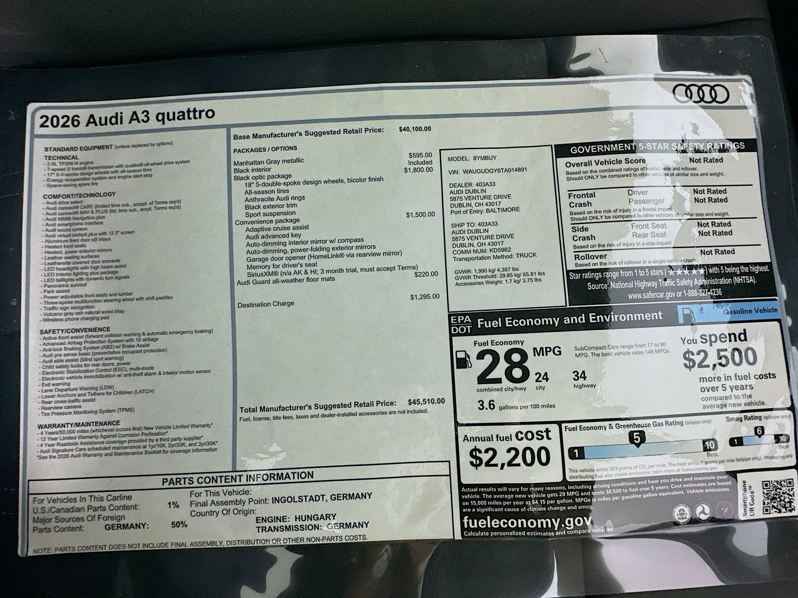 New 2026 Audi A3 2.0T Premium AWD/4WD image 9
