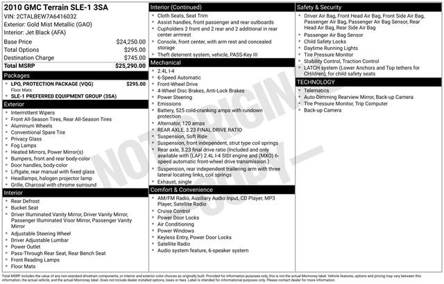 Used 2010 GMC Terrain SLE w/ LPO, Protection Package image 4