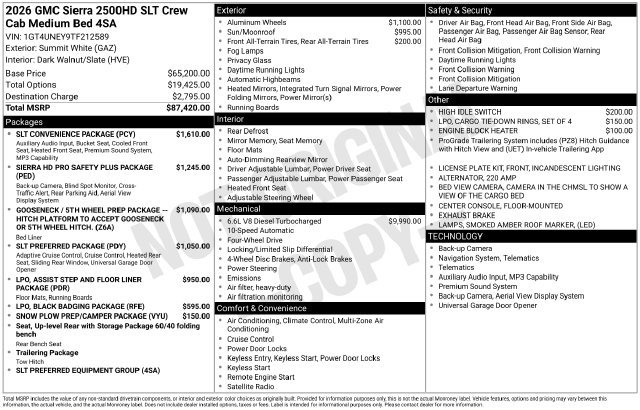 New 2026 GMC Sierra 2500 SLT w/ SLT Convenience Package AWD/4WD image 4