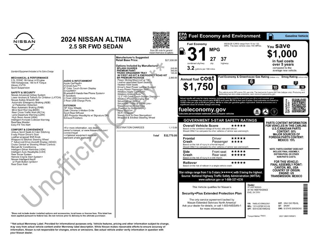 Certified 2024 Nissan Altima 2.5 SR w/ SR Premium Package FWD image 6