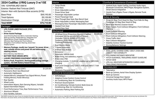 Used 2024 Cadillac Lyriq Luxury w/ LPO, Floor Liner Package image 4