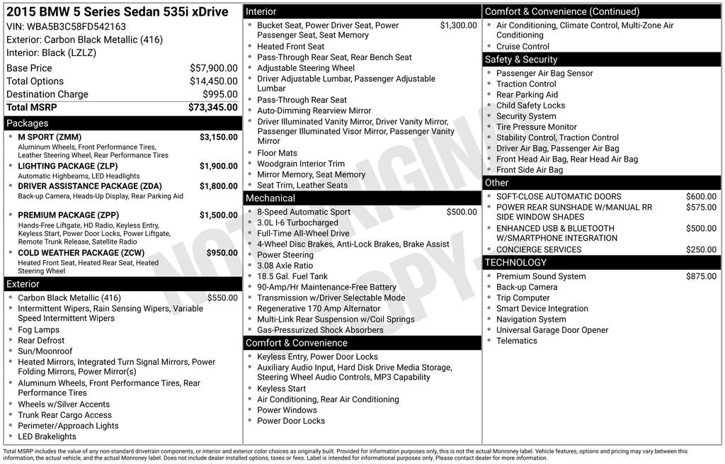 Used 2015 BMW 535i xDrive Sedan image 7