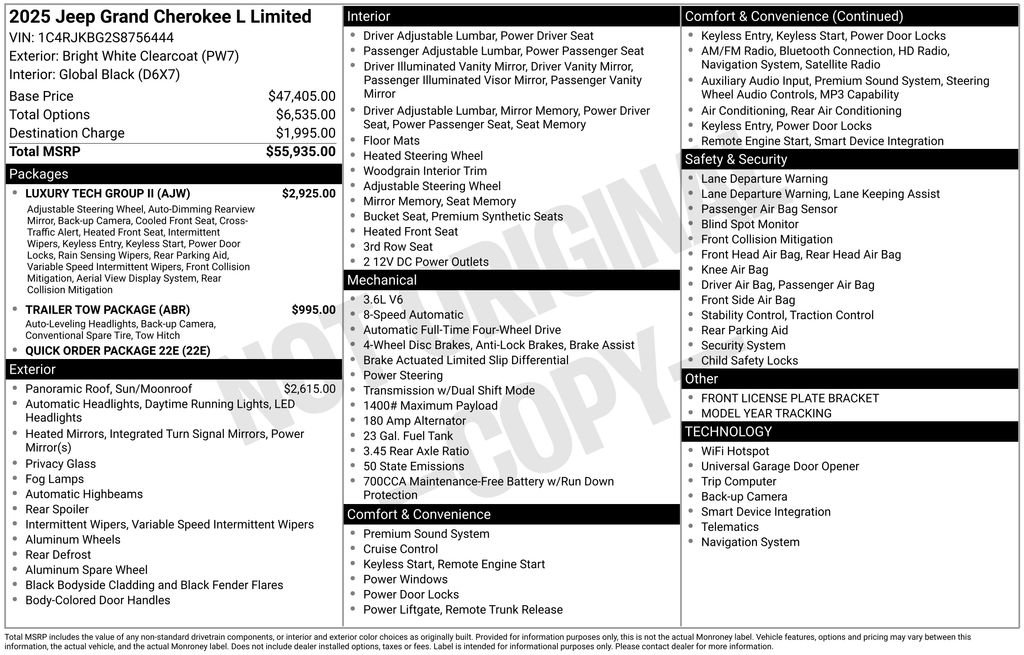New 2025 Jeep Grand Cherokee L Limited w/ Luxury Tech Group II AWD/4WD image 6