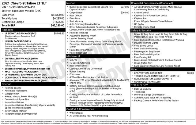 Used 2021 Chevrolet Tahoe LT w/ LT Signature Package image 10