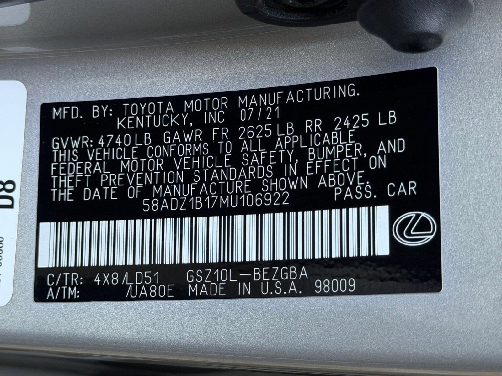 Certified 2021 Lexus ES 350 w/ Premium Package FWD image 25