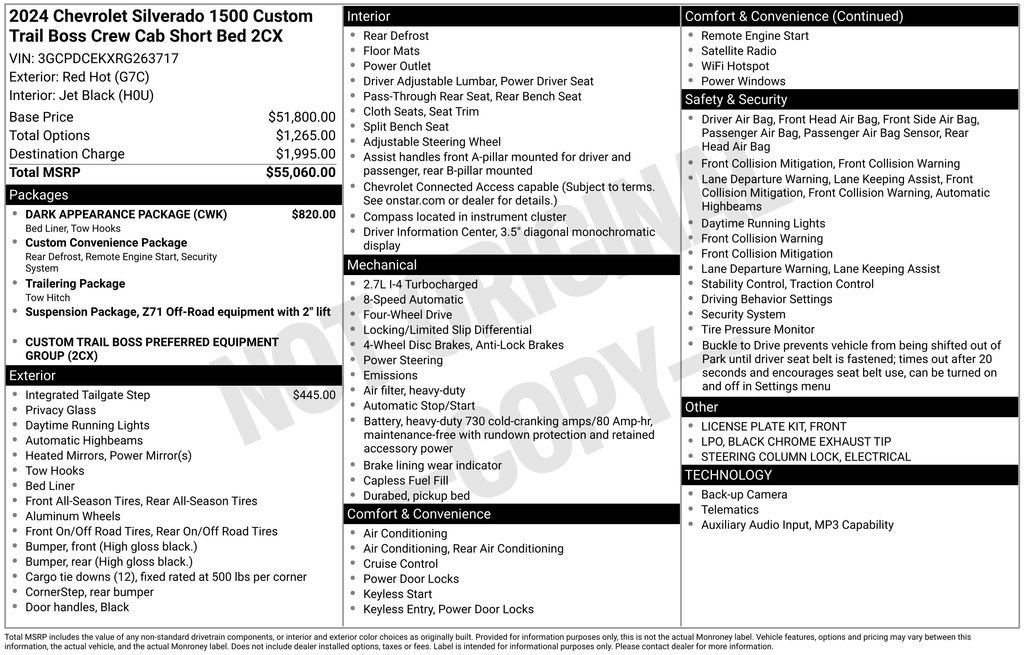 Certified 2024 Chevrolet Silverado 1500 Custom Trail Boss w/ Dark Appearance Package AWD/4WD image 33