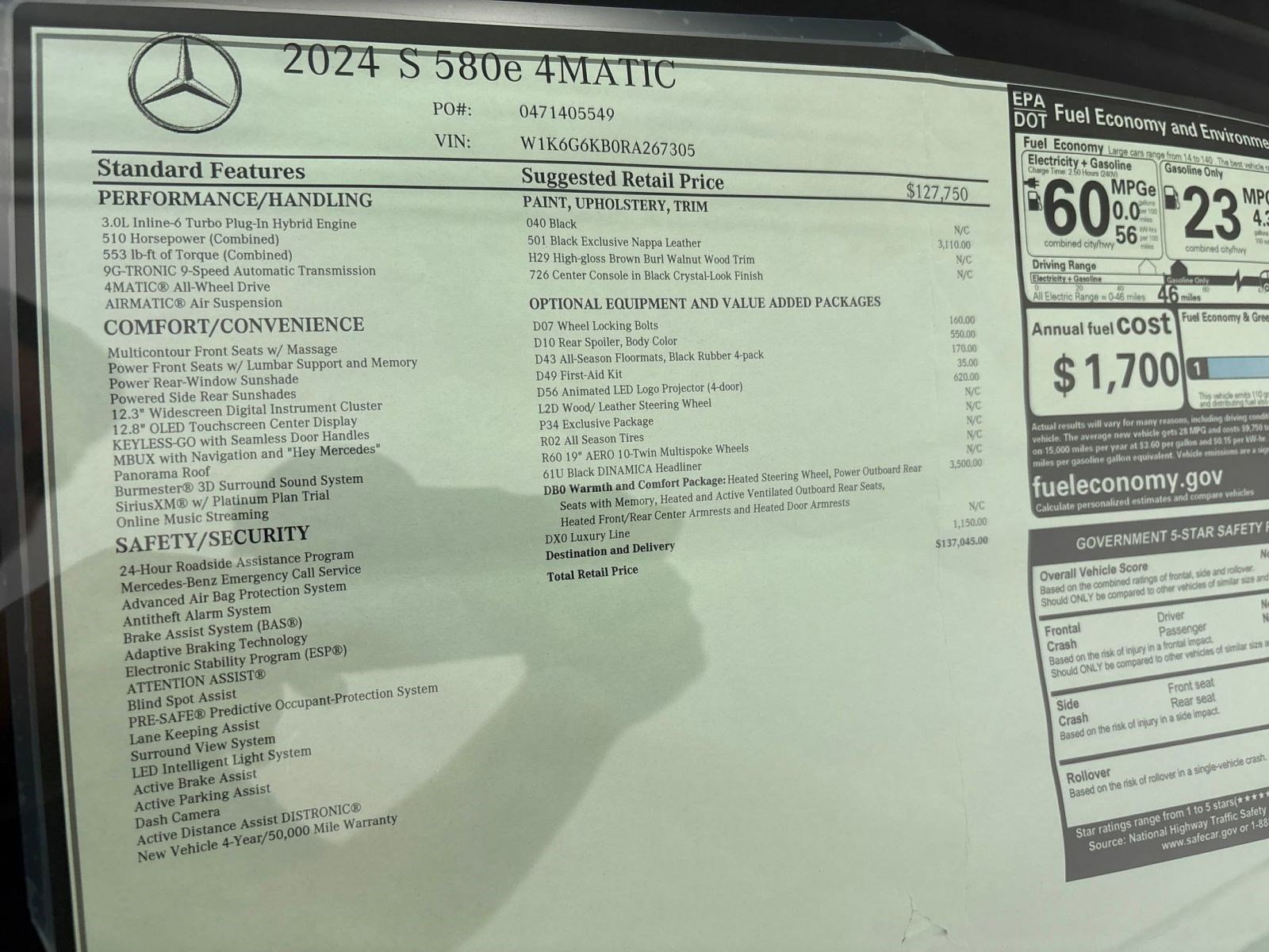 Used 2024 Mercedes-Benz S 580e 4MATIC Sedan image 27