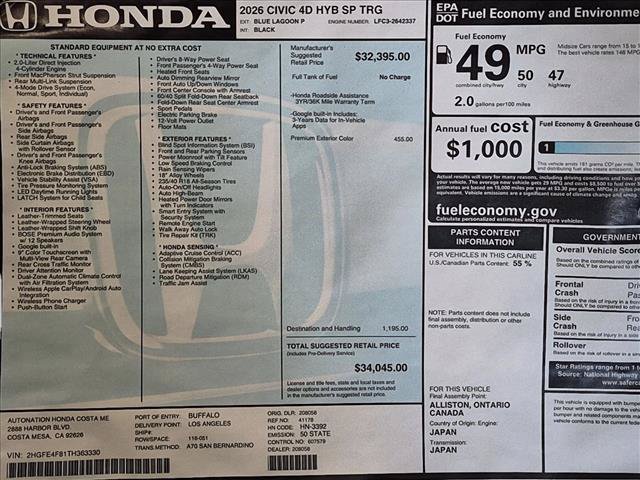 New 2026 Honda Civic Sport Touring image 18