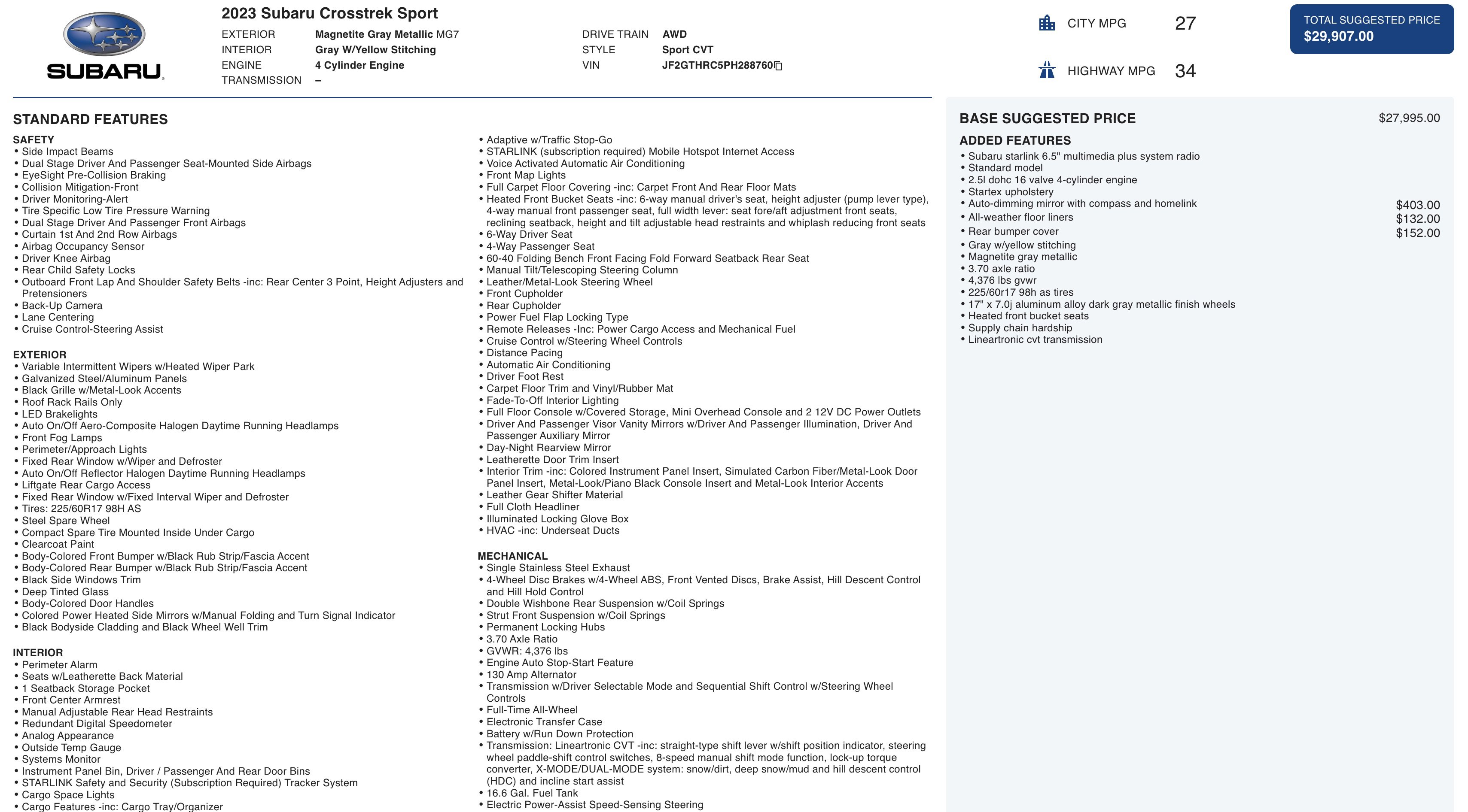 Used 2023 Subaru Crosstrek 2.5i Sport image 5