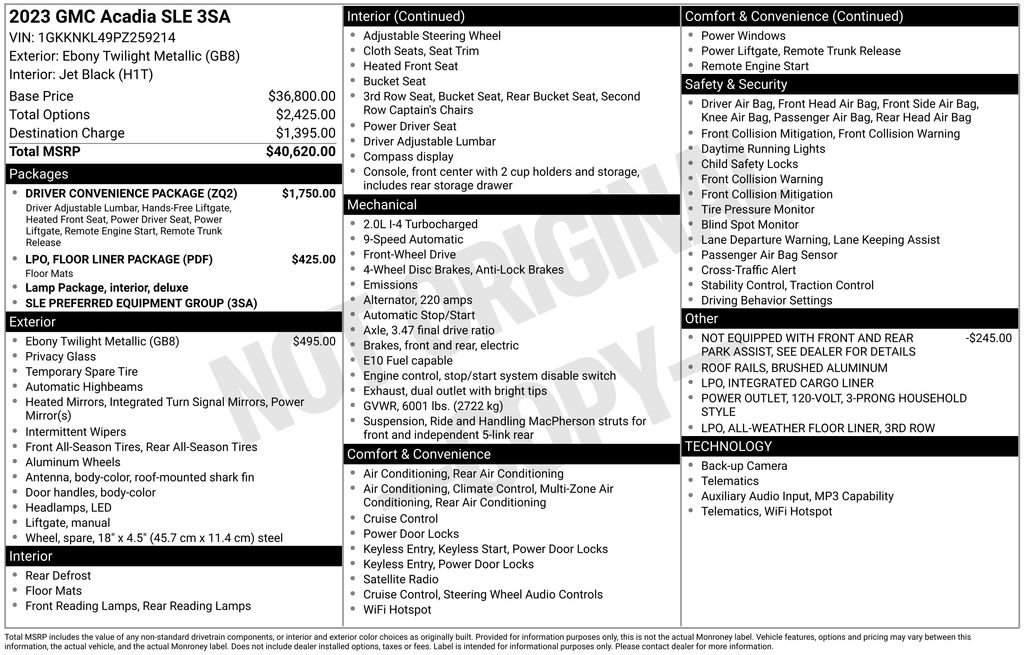 Certified 2023 GMC Acadia SLE w/ Driver Convenience Package image 7