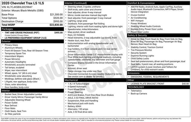 Used 2020 Chevrolet Trax LS w/ Tint and Cruise Package image 15