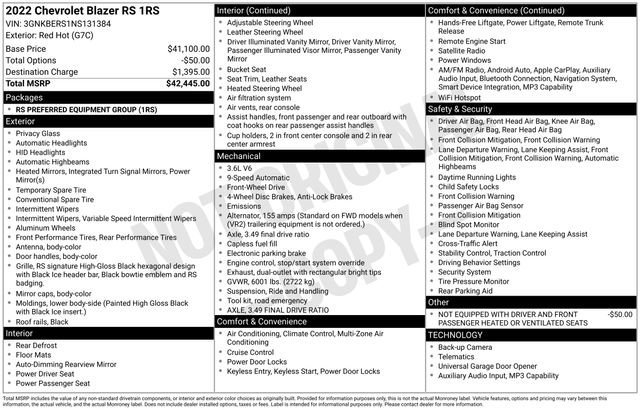 Used 2022 Chevrolet Blazer RS FWD image 67
