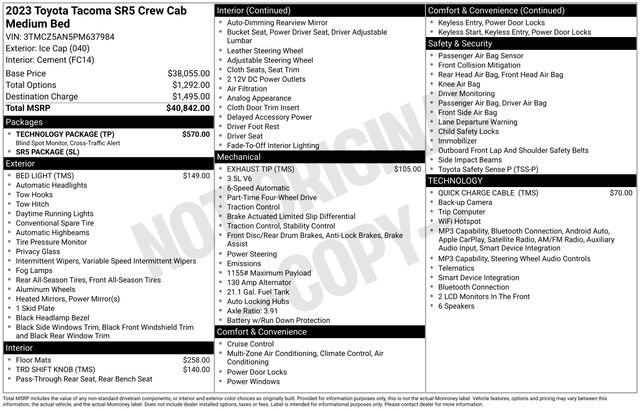 Used 2023 Toyota Tacoma SR5 w/ Technology Package AWD/4WD image 40