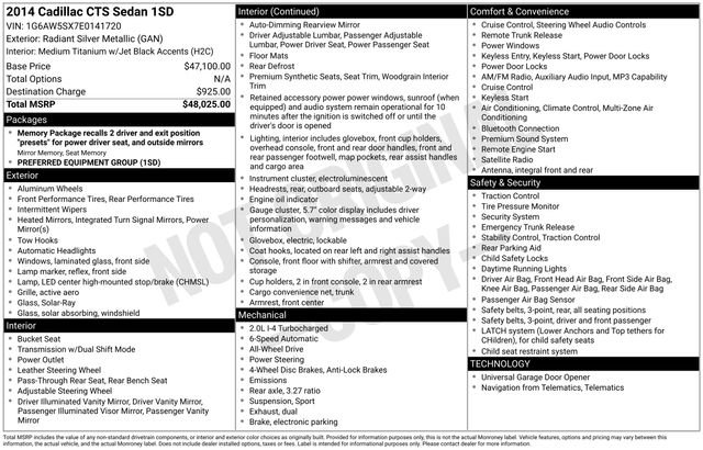 Used 2014 Cadillac CTS 2.0L Turbo image 28