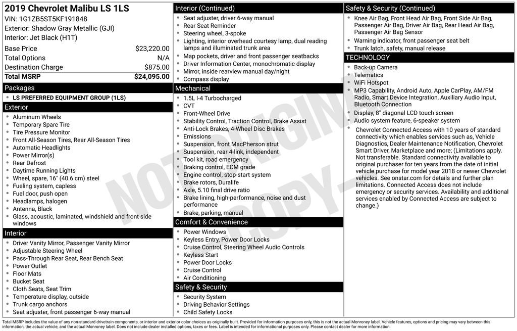 Used 2019 Chevrolet Malibu LS FWD image 3