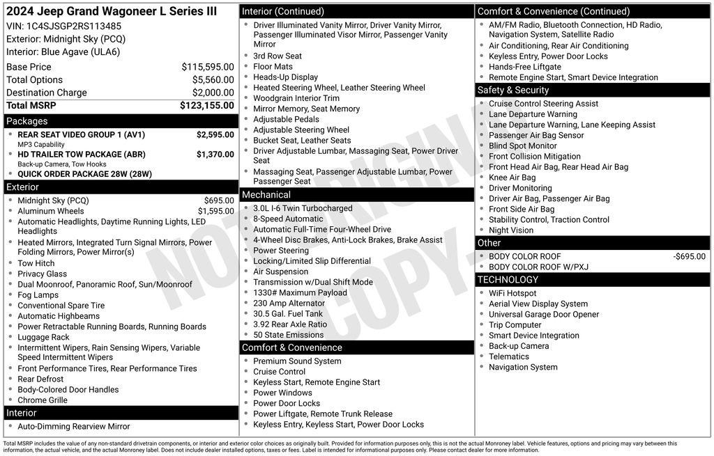 New 2024 Jeep Grand Wagoneer L Series III w/ Rear Seat Video Group 1 image 6