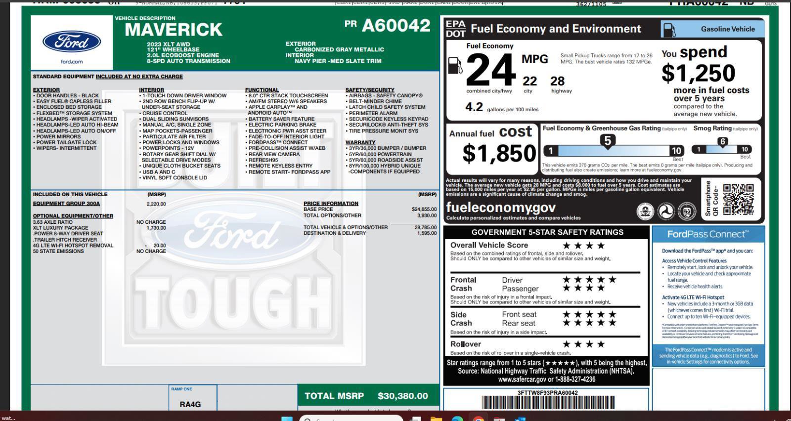 Used 2023 Ford Maverick XLT w/ Equipment Group 300A Standard AWD/4WD image 4