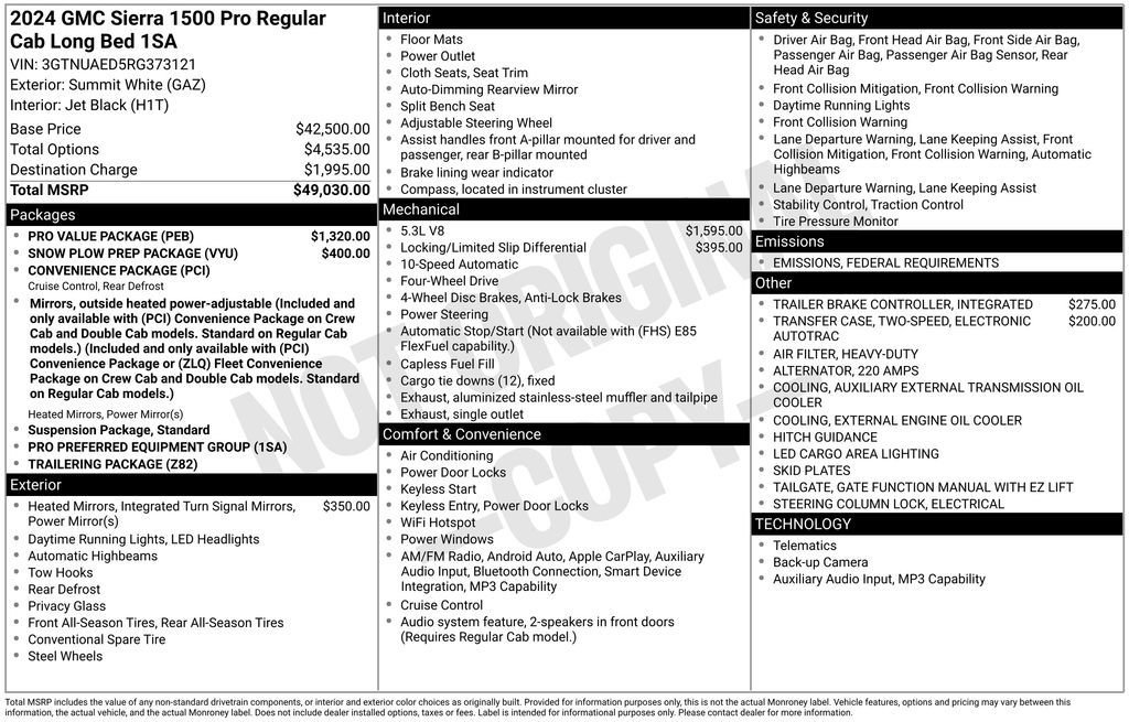 New 2024 GMC Sierra 1500 Pro w/ Pro Value Package image 33