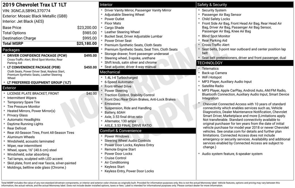 Used 2019 Chevrolet Trax LT w/ Driver Confidence Package FWD image 30