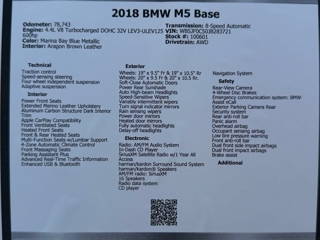 Used 2018 BMW M5 w/ Executive Package AWD/4WD image 45