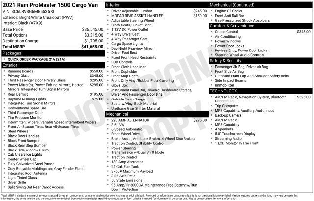 Used 2021 RAM ProMaster 1500 FWD image 12
