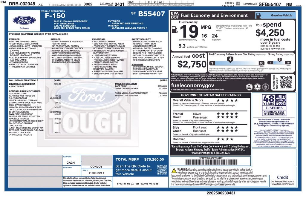 New 2025 Ford F150 Lariat w/ Equipment Group 501A Mid image 5
