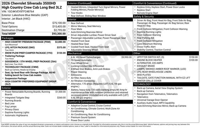 New 2026 Chevrolet Silverado 3500 High Country w/ High Country Premium Package AWD/4WD image 5