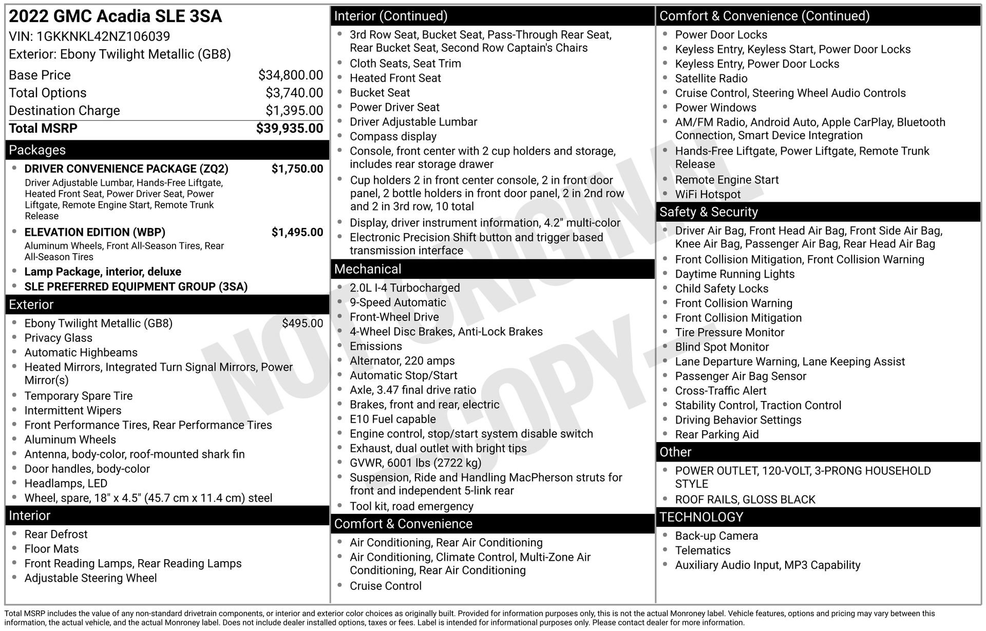Used 2022 GMC Acadia SLE w/ Driver Convenience Package FWD image 46