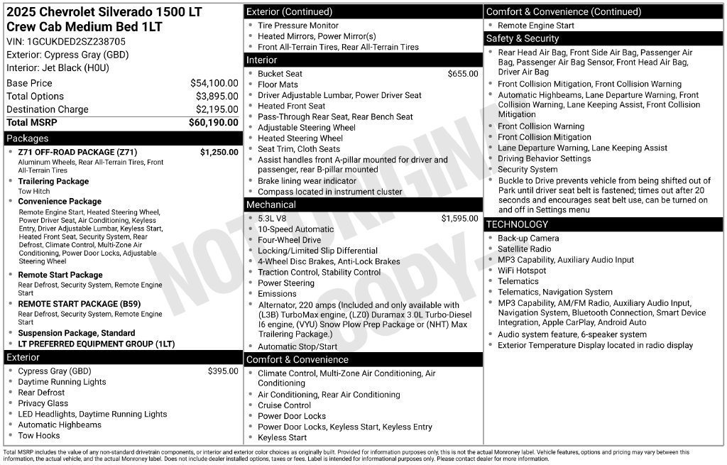 Used 2025 Chevrolet Silverado 1500 LT w/ Z71 Off-Road Package AWD/4WD image 14