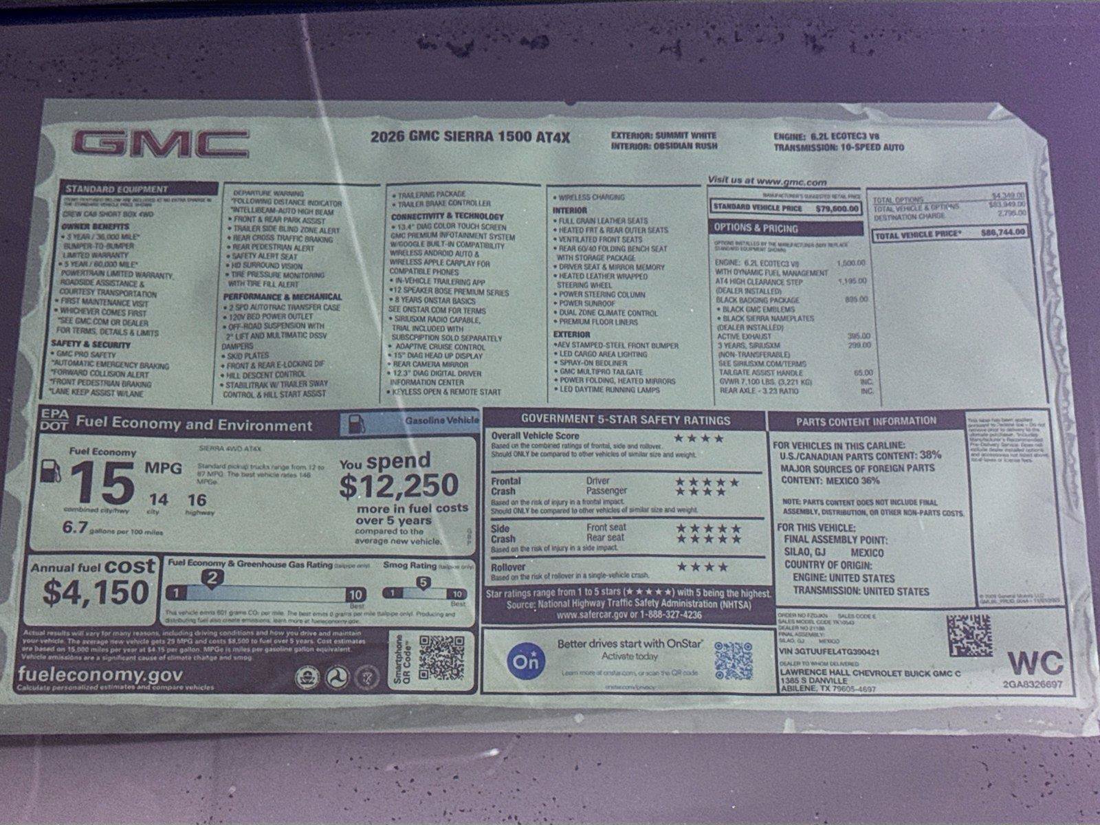 New 2026 GMC Sierra 1500 AT4X w/ LPO, Black Badging Package AWD/4WD image 20