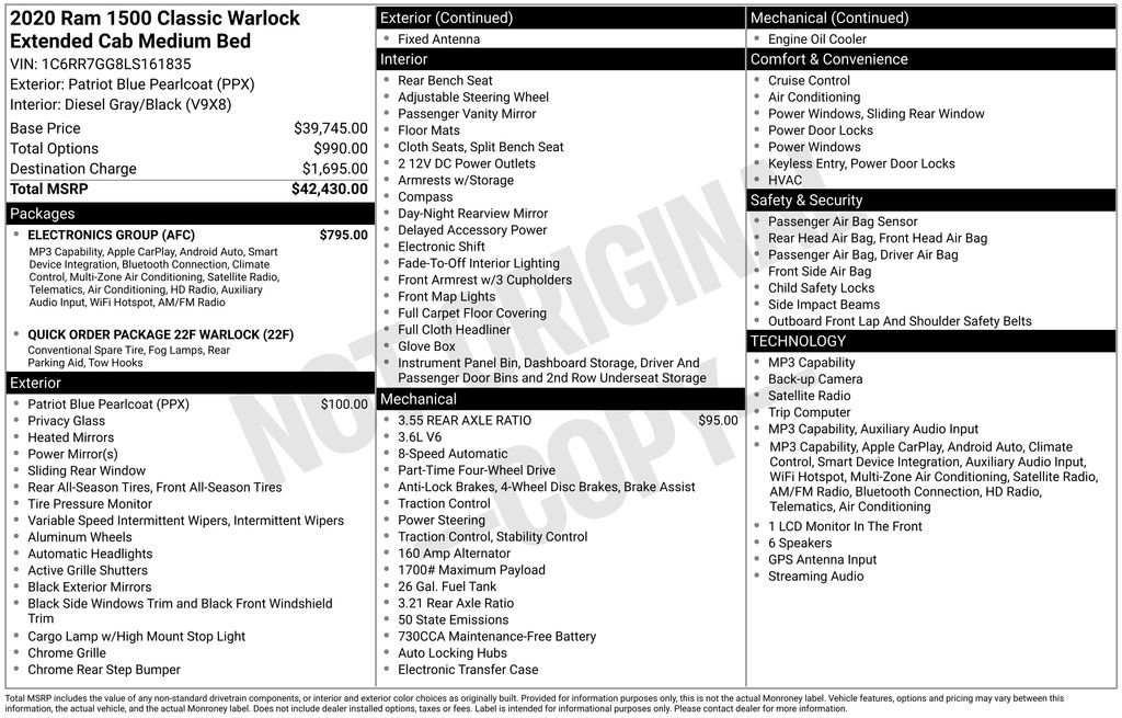 Used 2020 RAM 1500 Warlock w/ Electronics Group AWD/4WD image 4