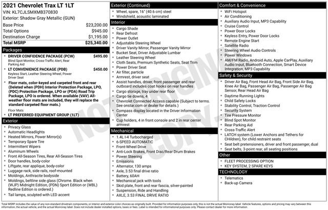 Certified 2021 Chevrolet Trax LT w/ Driver Confidence Package image 5