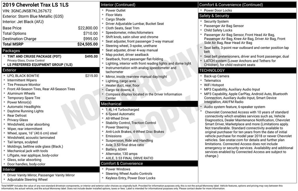 Used 2019 Chevrolet Trax LS w/ Tint and Cruise Package AWD/4WD image 52